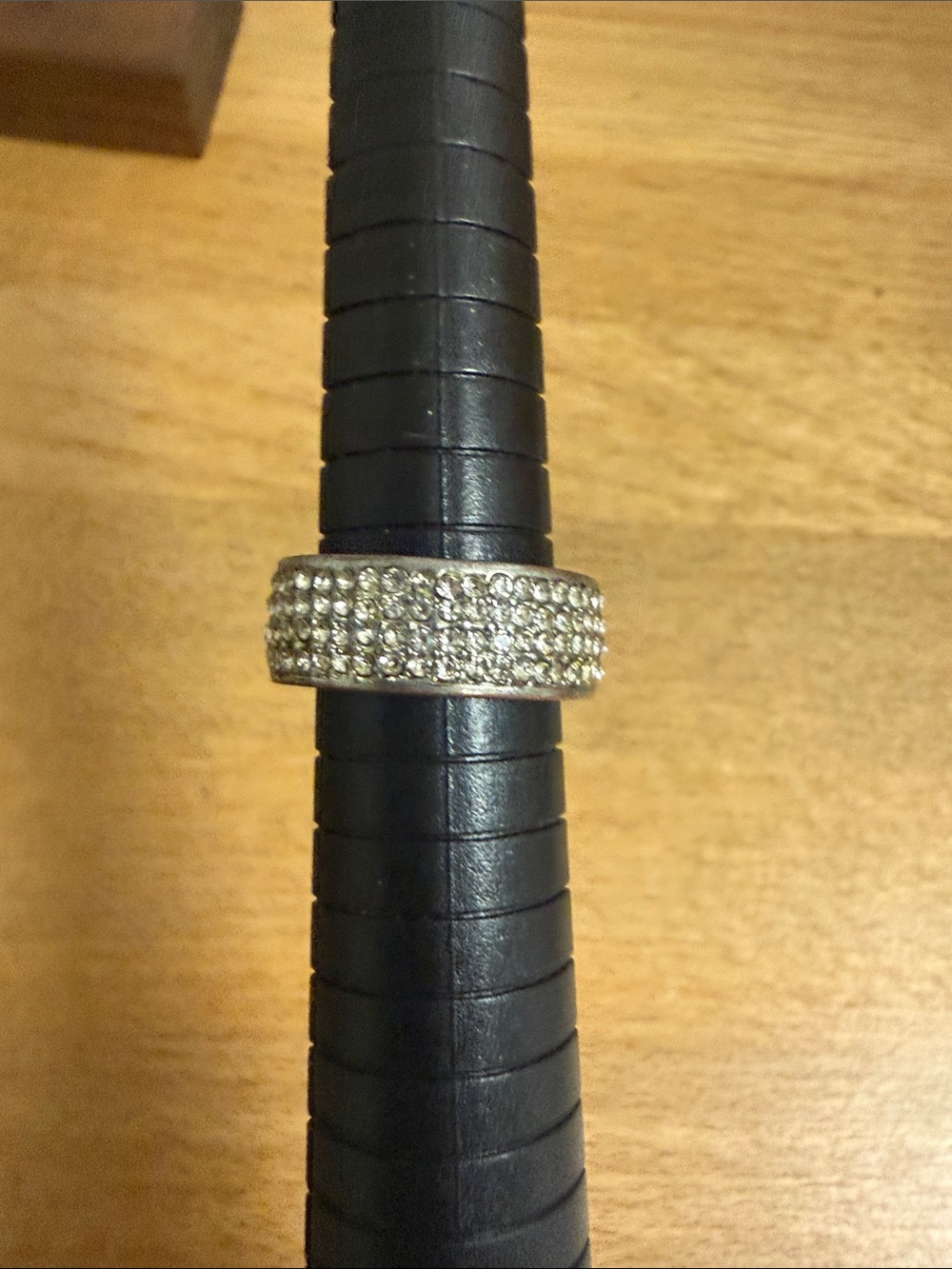 Silver tone rhinestone infinity wide band ring size 7 bling wedding